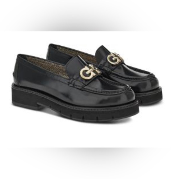 NIB FERRAGAMO Women's Ofelia Lug 3.0cm Sole Gancini Loafers - Picture 1 of 9